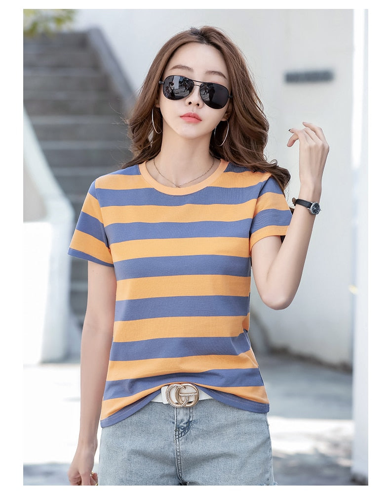 RS Blue Stripe Cotton T-Shirt – Catseven store